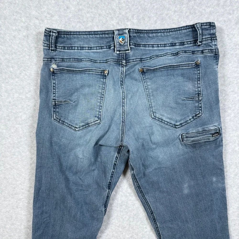Kuhl Kanvus Jean Mens Faded Blue Indigo Straight Leg Pants 36x32 (Fits 33x28) - Picture 12 of 13